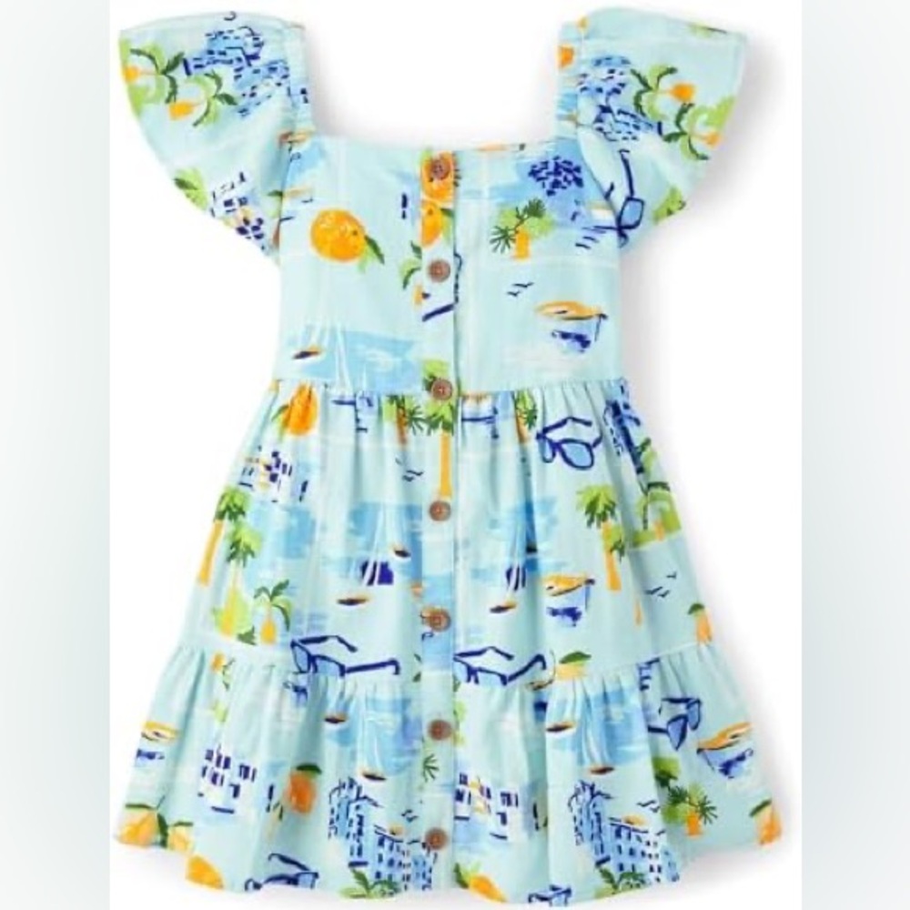 NWT $50 Girls 6 Dress Linen Blend Floral Dress Easter Summer Vacation